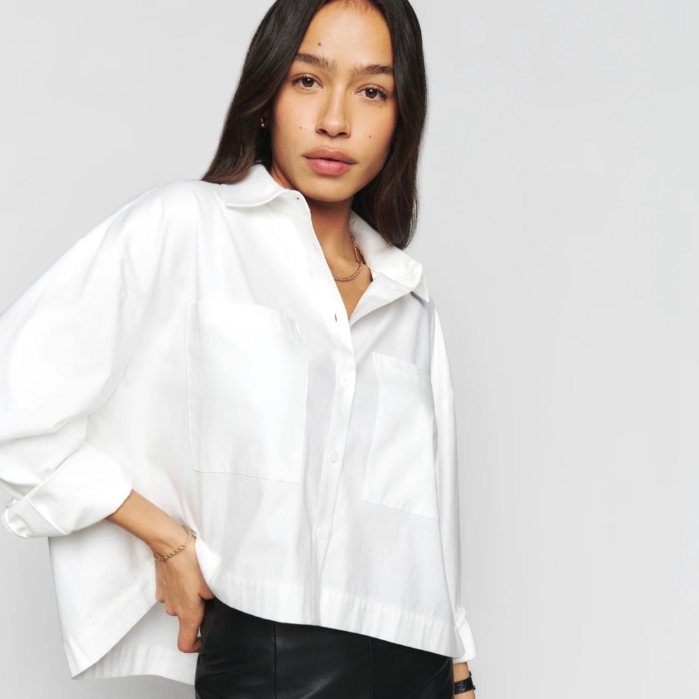 NWT Reformation Logan Oversized Button Shirt White XS
